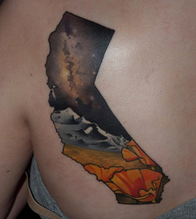 Left Back Shoulder California Tattoo