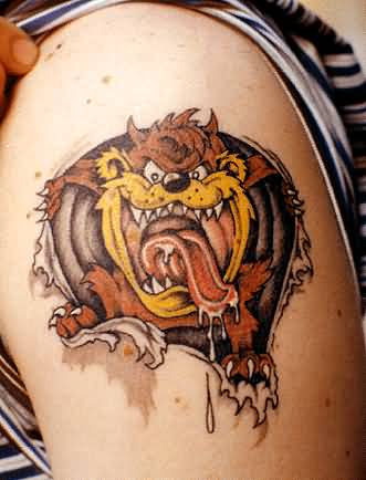Left Shoulder Tasmanian Devil Tattoo