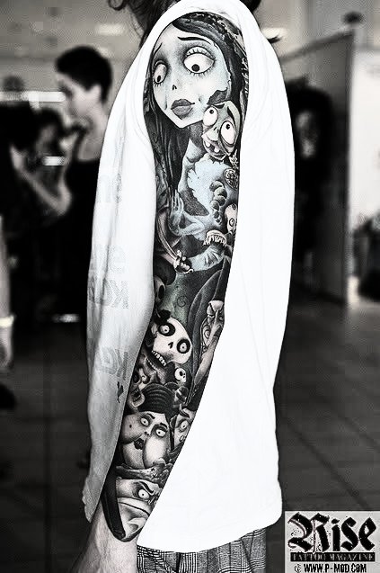Left Sleeve Corpse Bride Tattoo Idea