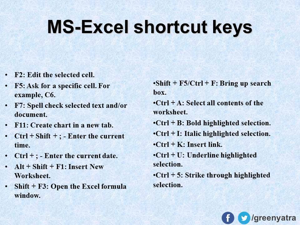 MS-Excel Shortcut Keys (2)
