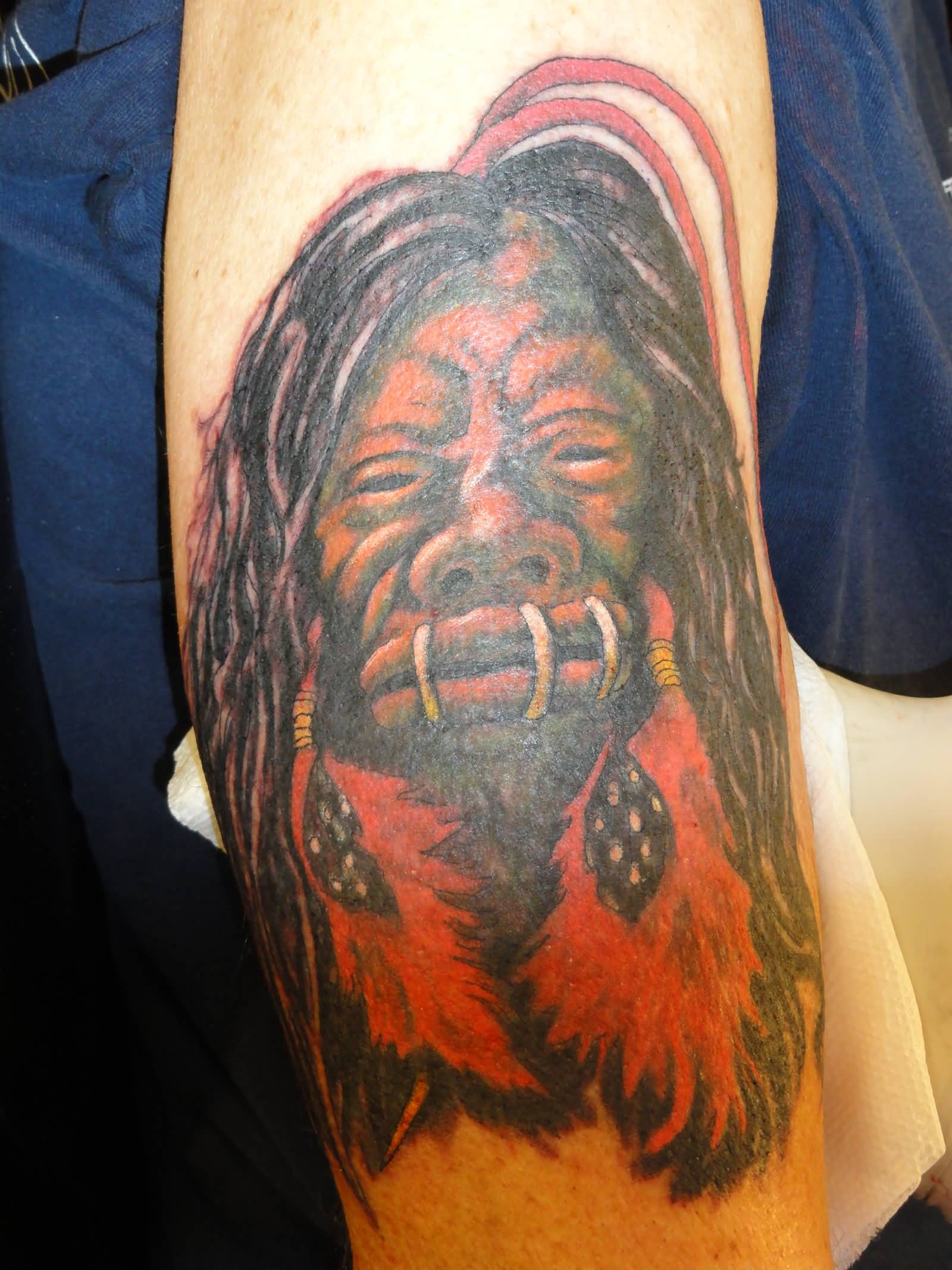 Native American Shrunken Head Tattoo