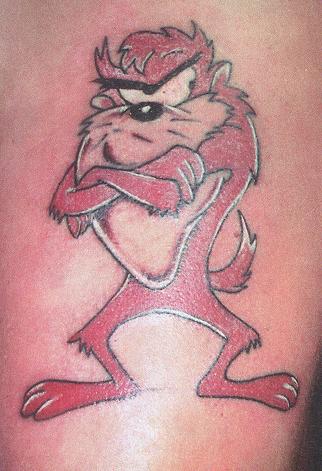 Red Ink Tasmanian Devil Tattoo