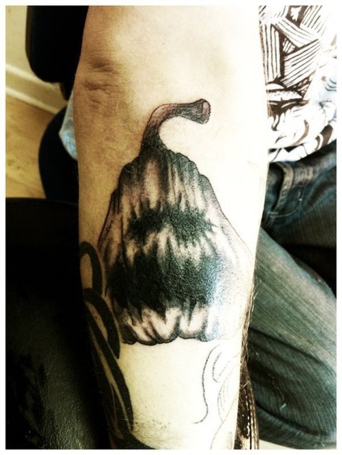 Rotten Pumpkin Tattoo On Arm Sleeve