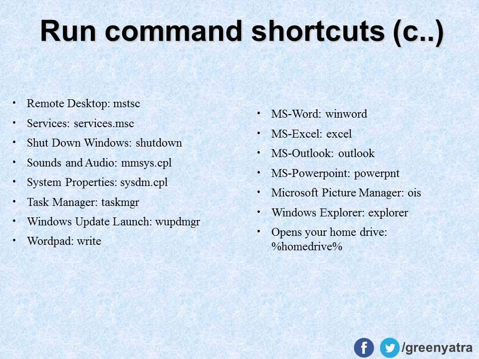 Run Command Shortcuts