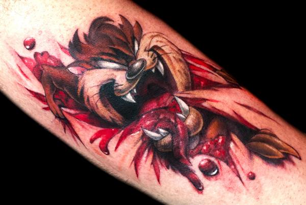 Tasmanian Devil Tattoo  On Arm Sleeve