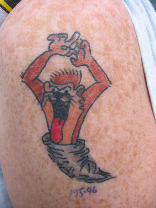 Tasmanian Devil Tattoo On Right Shoulder