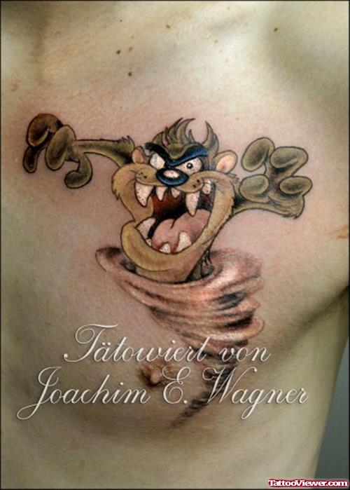 Taz Dog Tattoo On Man Chest