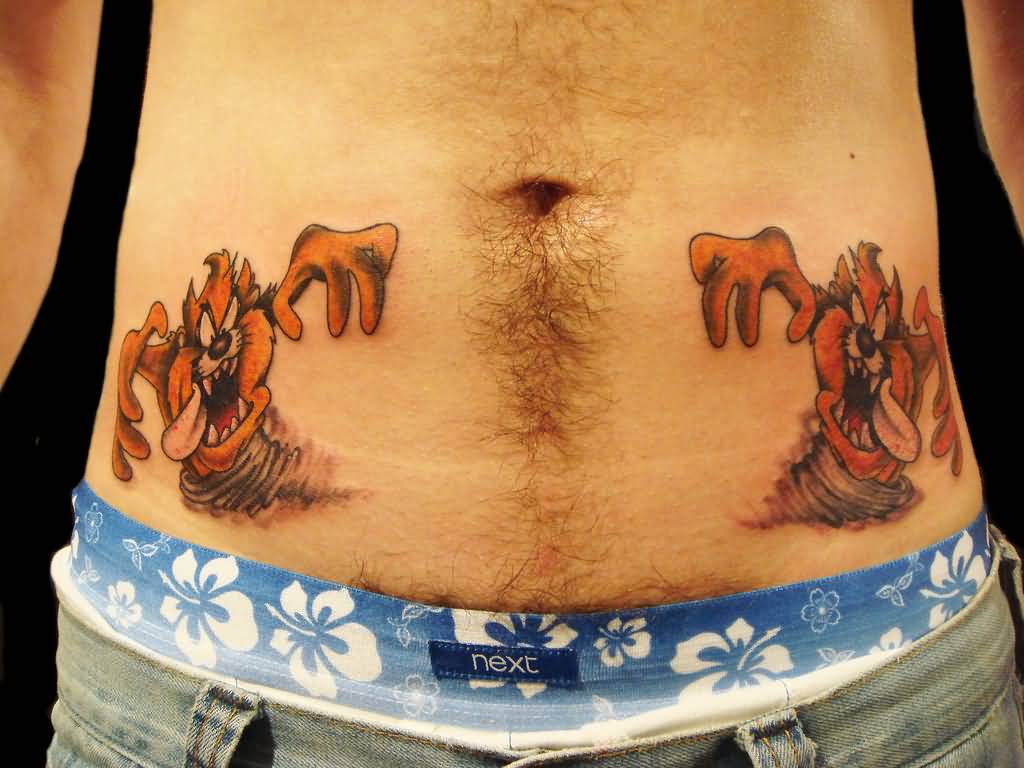 Taz Dog Tattoos On Both Hips