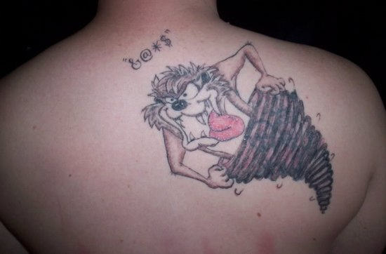 Taz Tattoo On Man Right Back Shoulder