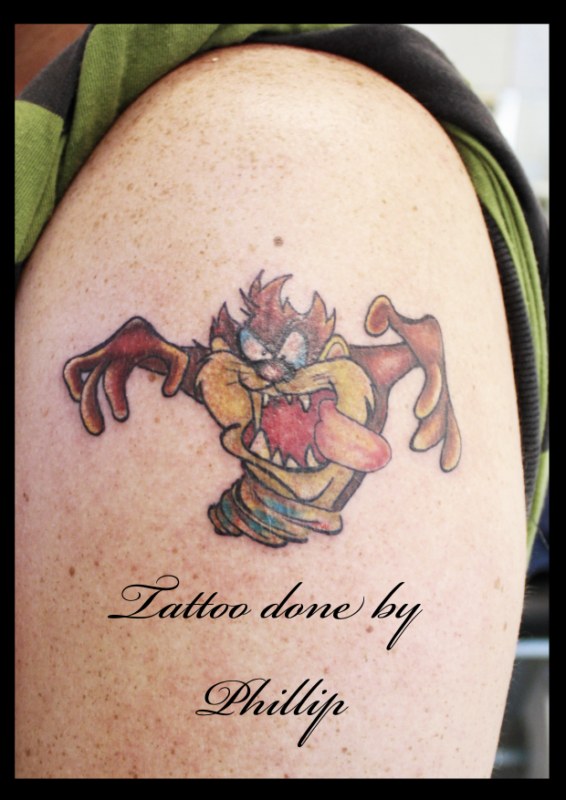 Taz Tattoo On Shoulder by Phillip