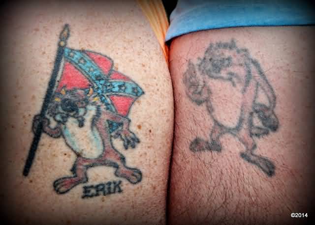 Taz With Country Flag Tattoo