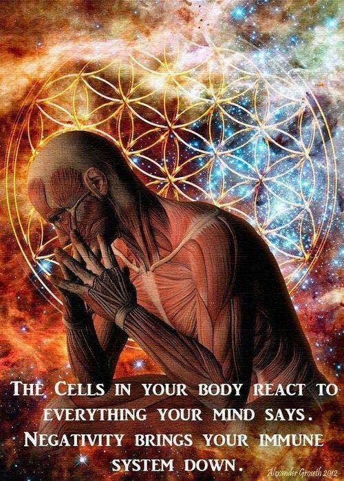 The cells in your body react to everything your mind says. Negativity brings your immune system down.