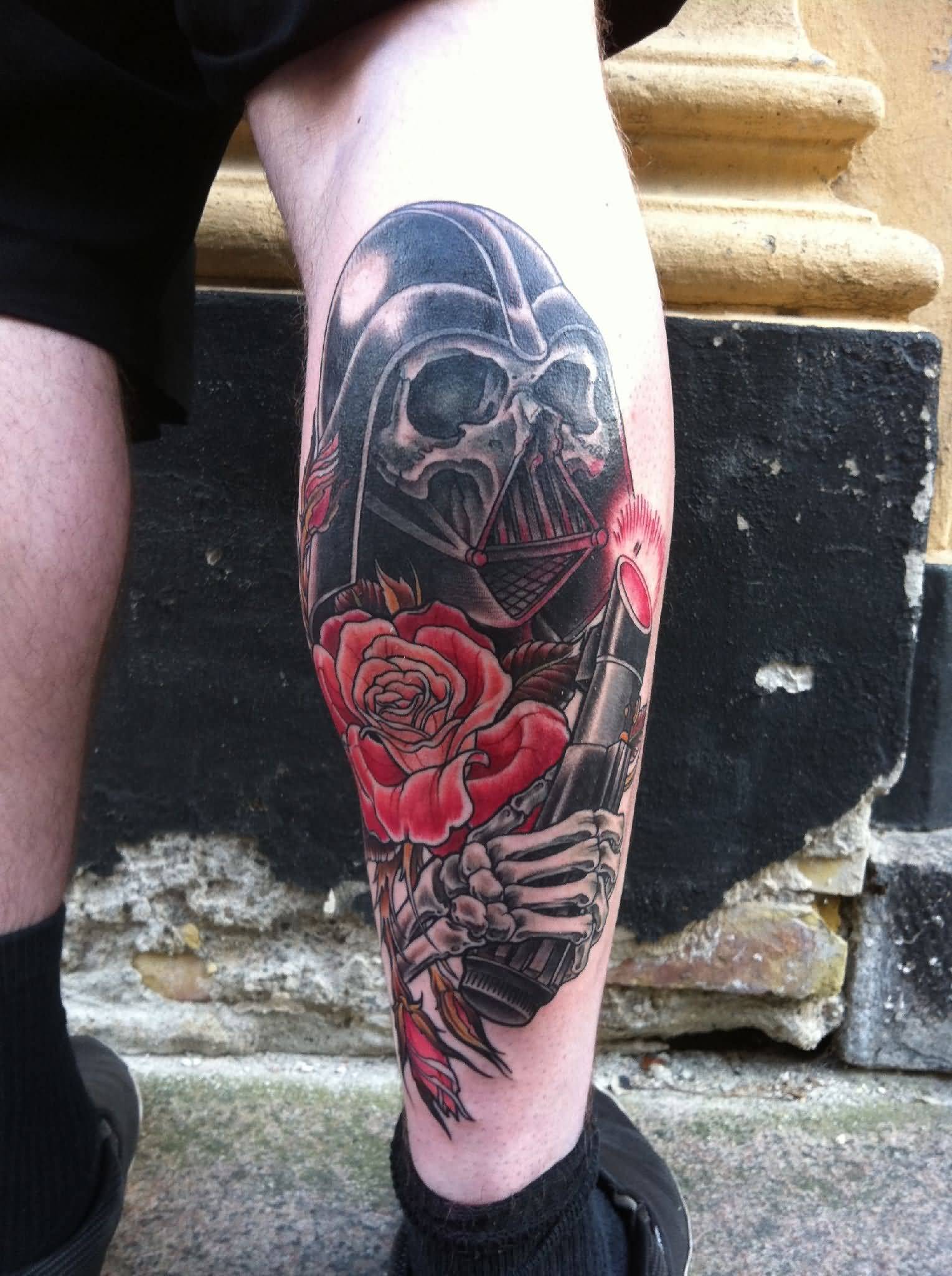 Traditional Darth Vader Tattoo On Full Leg