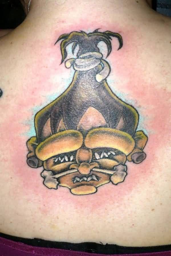Upper Back Shrunken Head Tattoo by Pike