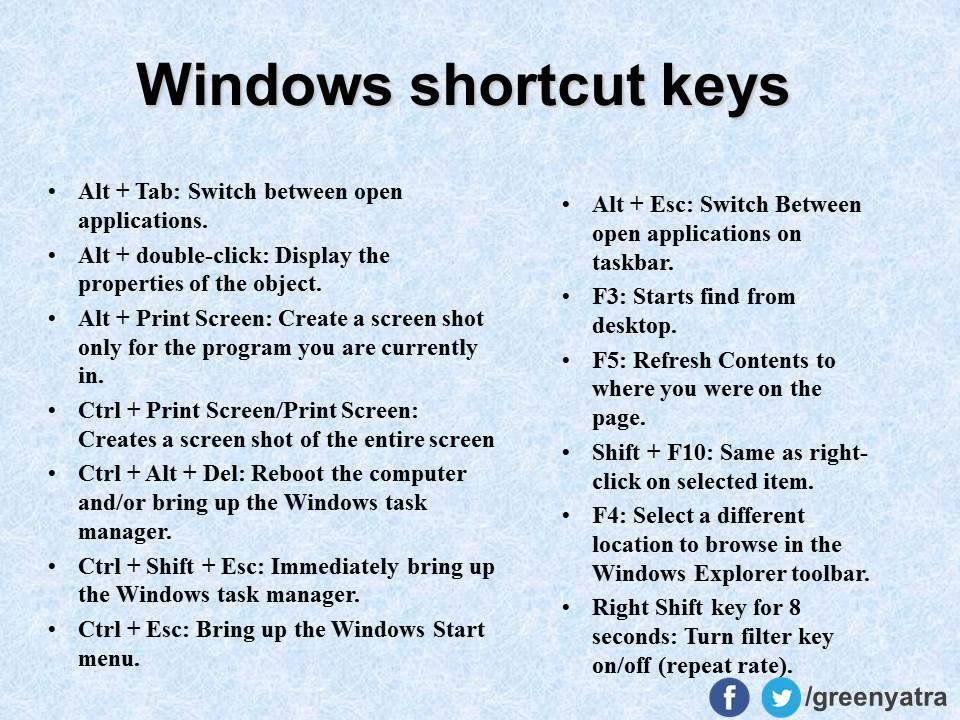 Windows Shortcut  Keys