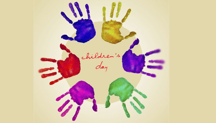 Wish You Happy Children's Day Colorful Hand Prints Picture
