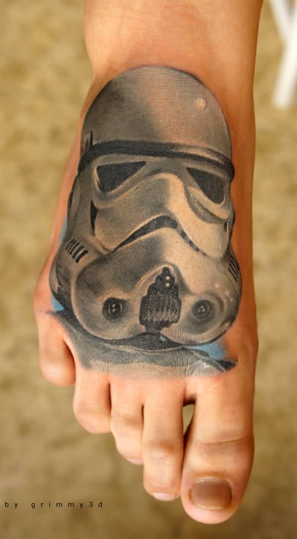 3D Stormtrooper Tattoo On Right Foot by Grimmy3d