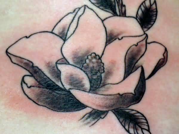 Black And White Magnolia Tattoo