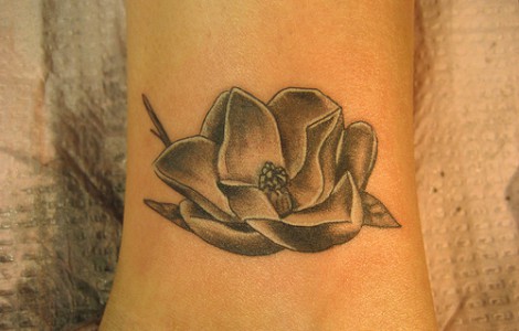 Black And White Magnolia Tattoo
