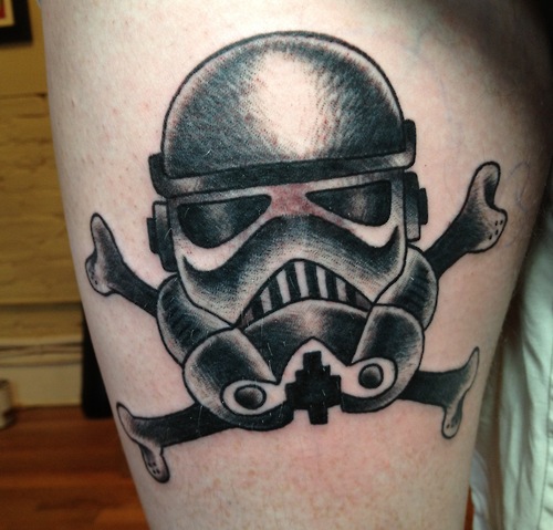 Black And grey Ink Stormtrooper Tattoo