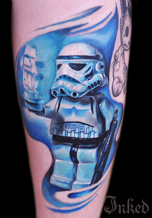 Blue Ink Lego Stormtrooper Tattoo Idea