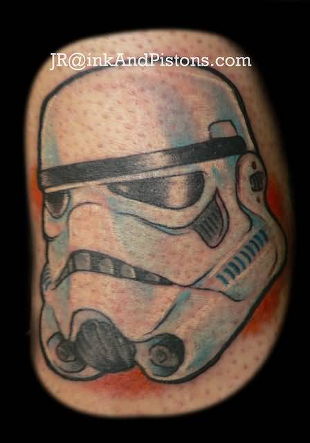 Blue Ink Stormtrooper Helmet Tattoo Design