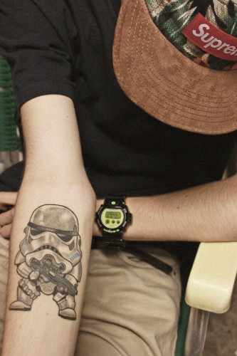 Chibi Stormtrooper Tattoo On Right forearm