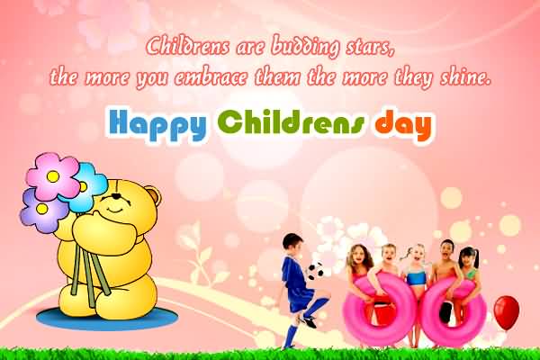 Children's Are Budding Stars, The More You Embrace Them The More They Shine. Happy Children's Day Greeting Card