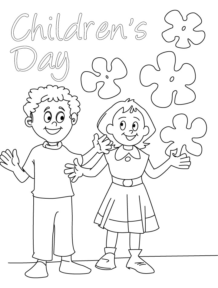 Children's Day Wishes Coloring Page Card