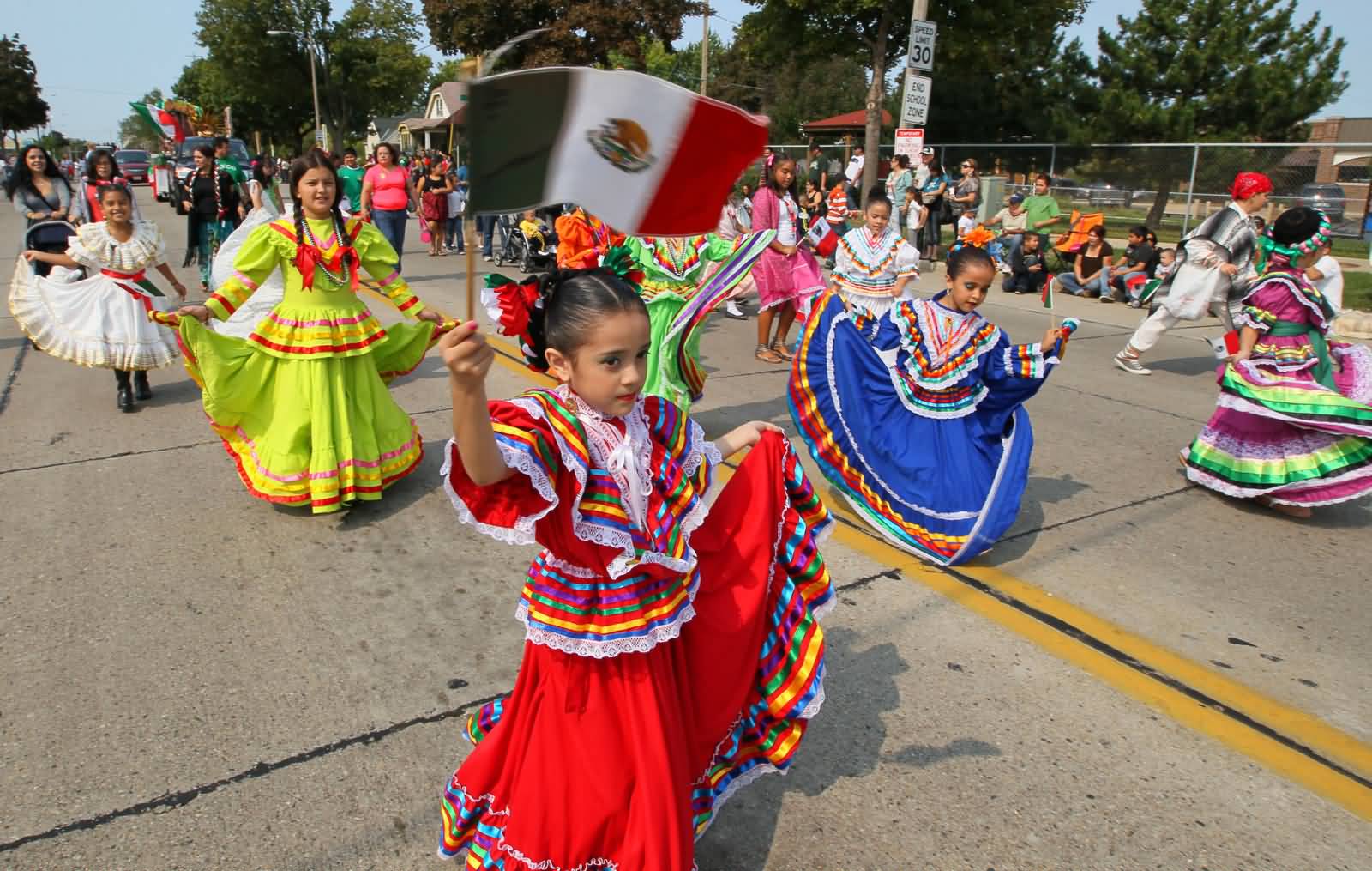 Girls Dancing During Mexico Independence Day Celebration