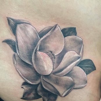 Grey Magnolia Flower Tattoo