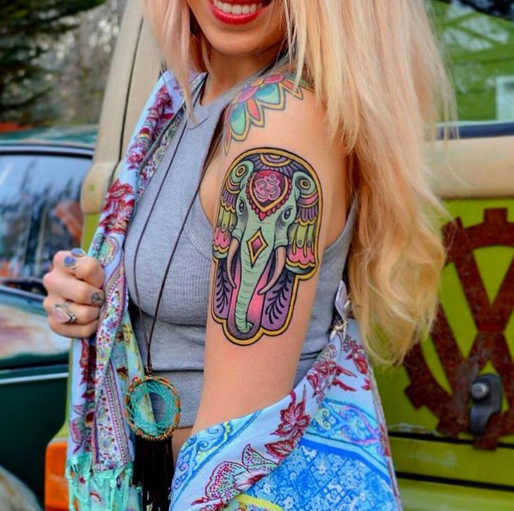 Hamsa Tattoo On Left Shoulder by Savannah Colleen Mckinney