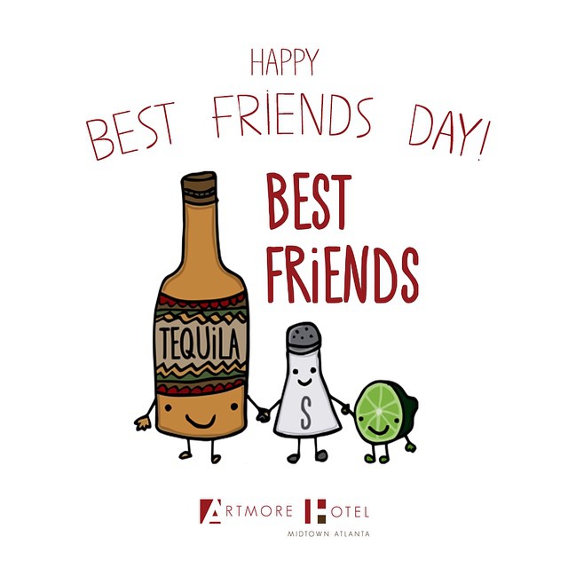 Happy Best Friends Day Best Friends Tequila, Salt Bottle And Lemon Picture