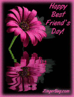 Happy Best Friends Day Flower Reflection In Water Animated Ecard