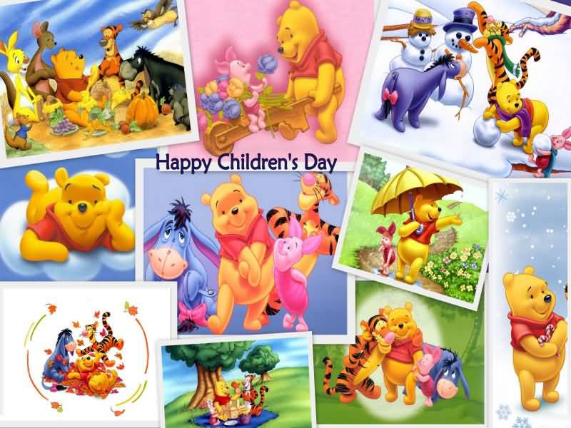 Happy Children's Day Greeting Card Winnie Pooh And Friends
