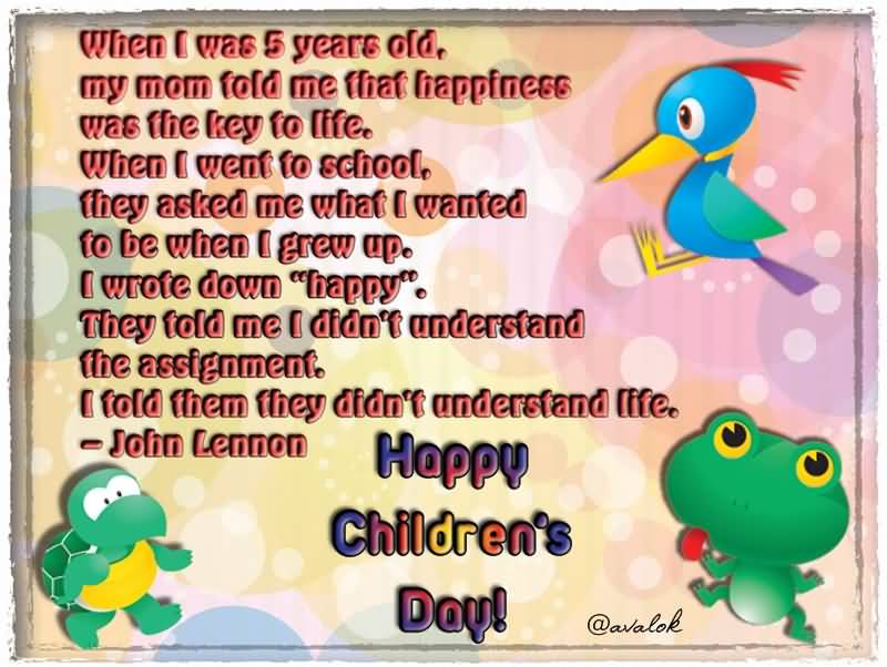 Happy Children's Day Quote On Greeting Card