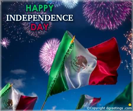 Happy Mexico Independence Day Flag And Fireworks Picture