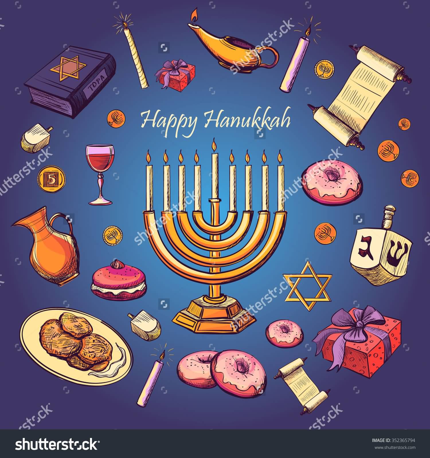 Happy Rosh Hashanah Illustration