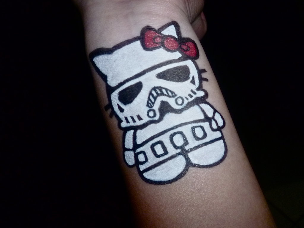 Hello Kitty Stormtrooper Tattoo On Wrist