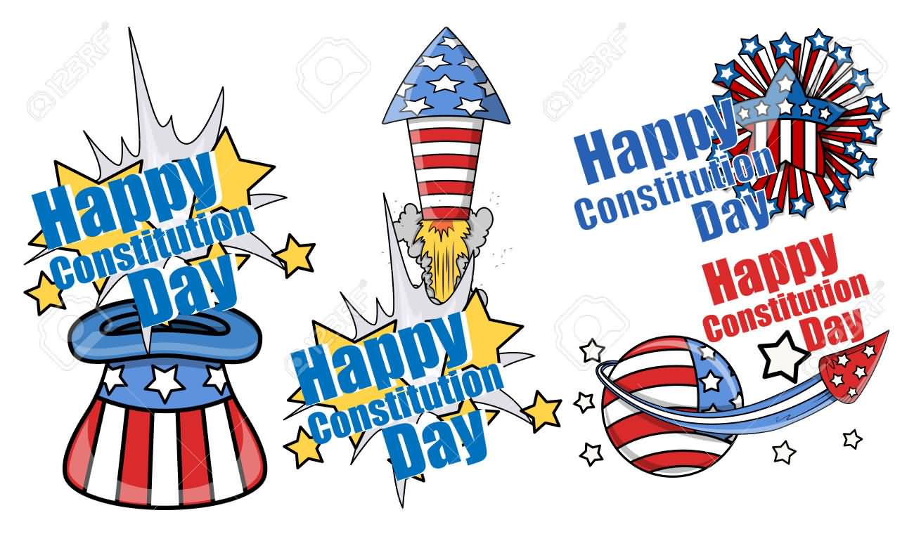 Happy Constitution Day Fireworks Clipart