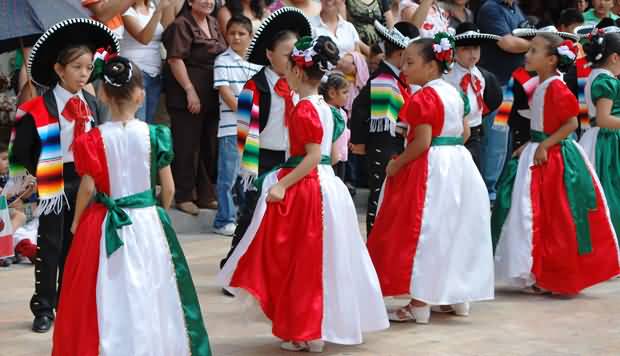 Kids Performing During Mexican Independence Day Celebration