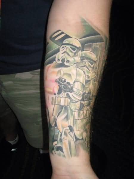 Left Forearm Stormtrooper Tattoo For Men