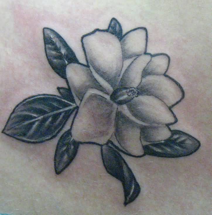 Magnolia Black And White Flower Tattoo