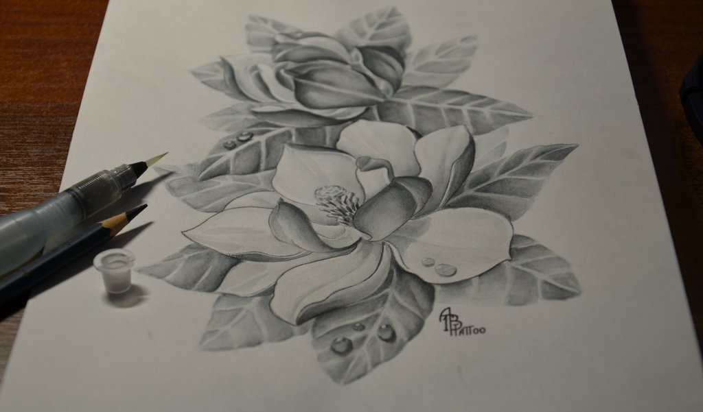 Magnolia Flower Tattoo Design by Artytheartist