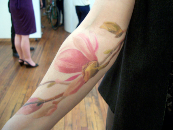 Magnolia Tattoo On Right Forearm