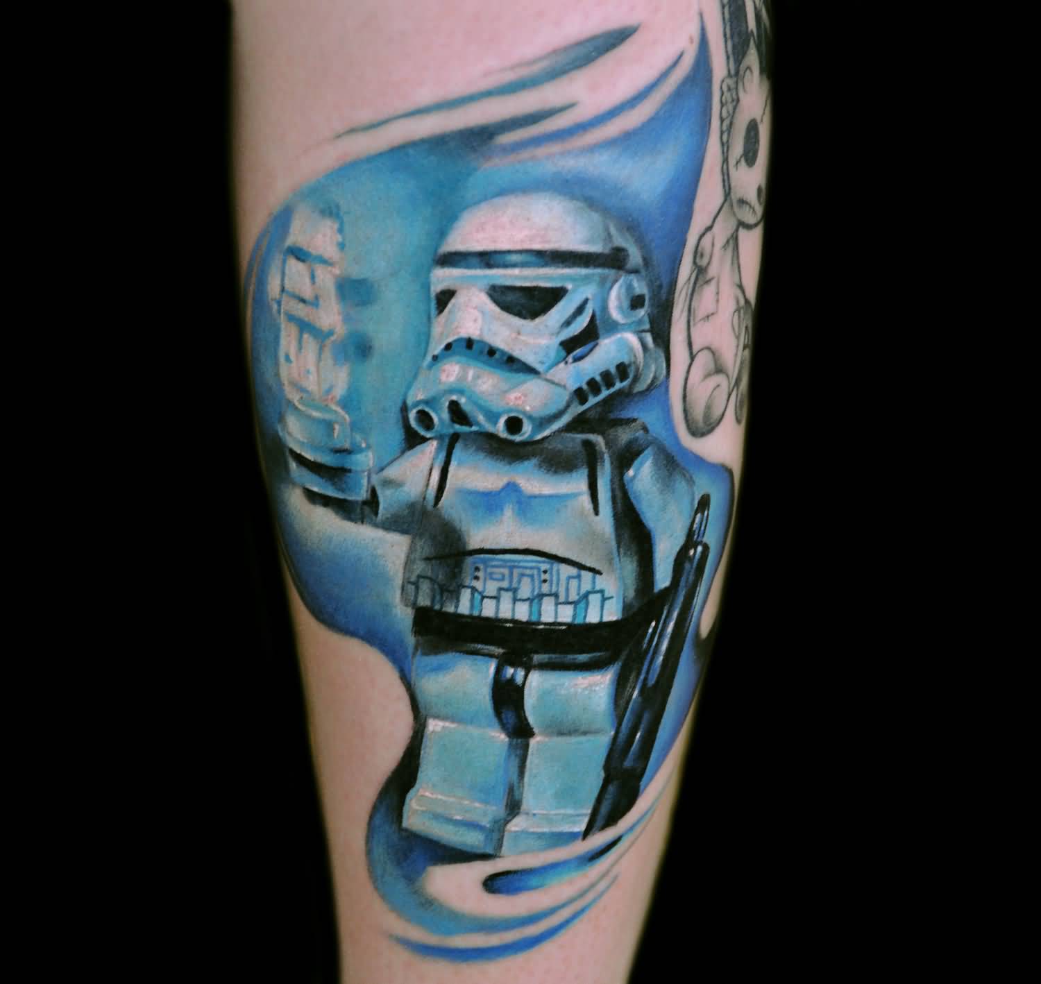 Nice Blue Ink Lego Stormtrooper Tattoo Design
