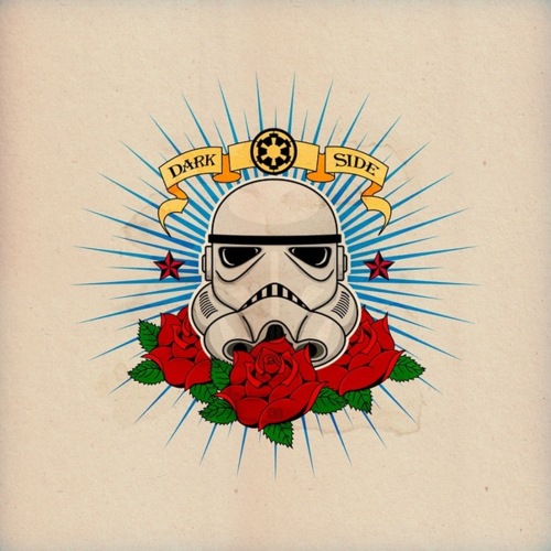 Nice Red Rose And Stormtrooper Tattoo Design