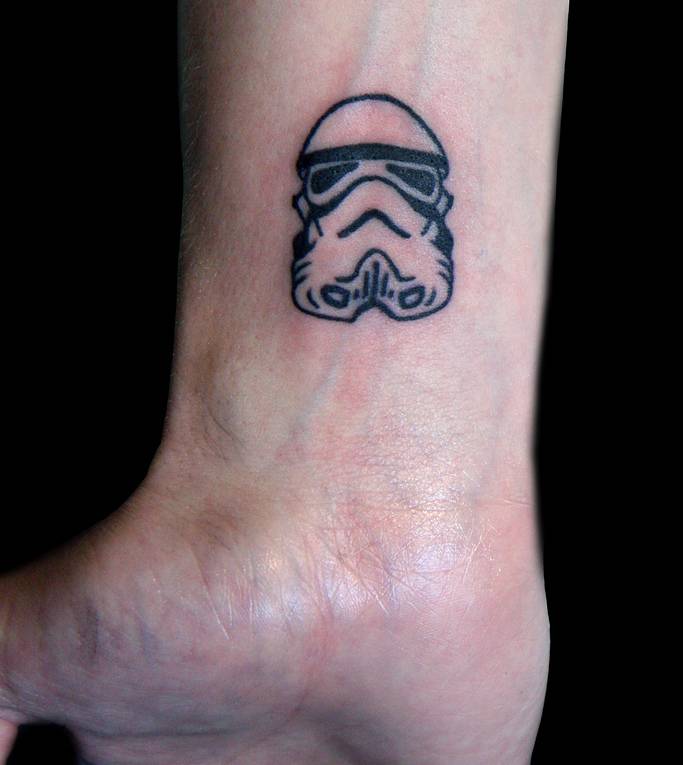Outline Small Stormtrooper Tattoo On Wrist