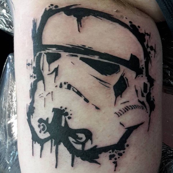 Outline Stormtrooper Tattoo On Leg by Mxw8
