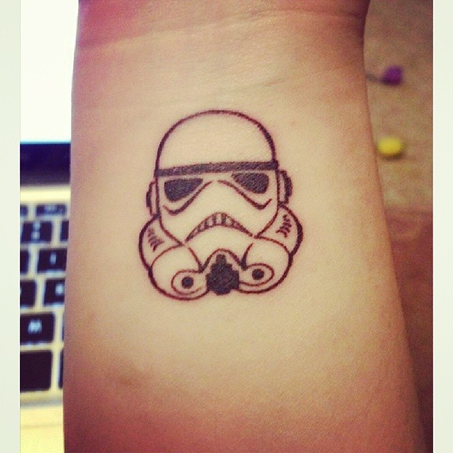 Outline Stormtrooper Tattoo On Wrist